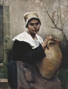 Breton Girl Holding a Jar, 1884. Creator: Amelie Lundahl