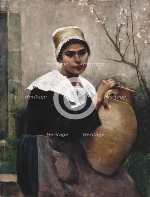 Breton Girl Holding a Jar, 1884. Creator: Amelie Lundahl.