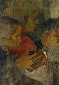 Breton peasant women at mass 1890s. Creator: Armand Seguin