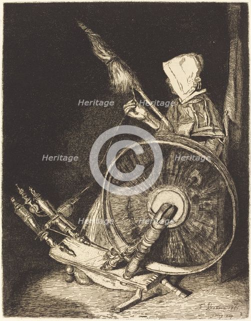 Breton Spinner (Fileuse Bretonne), 1861. Creator: Francois Bonvin.