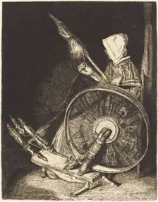 Breton Spinner (Fileuse Bretonne), 1861. Creator: Francois Bonvin