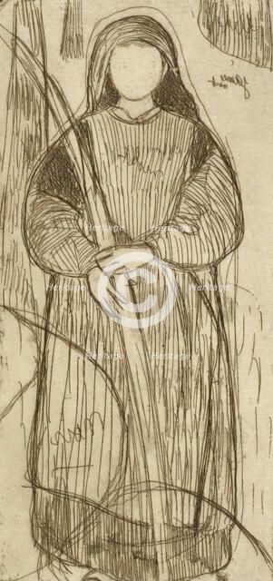 Breton Woman Holding Bundle of Flax, 1893-1894. Creator: Armand Seguin.