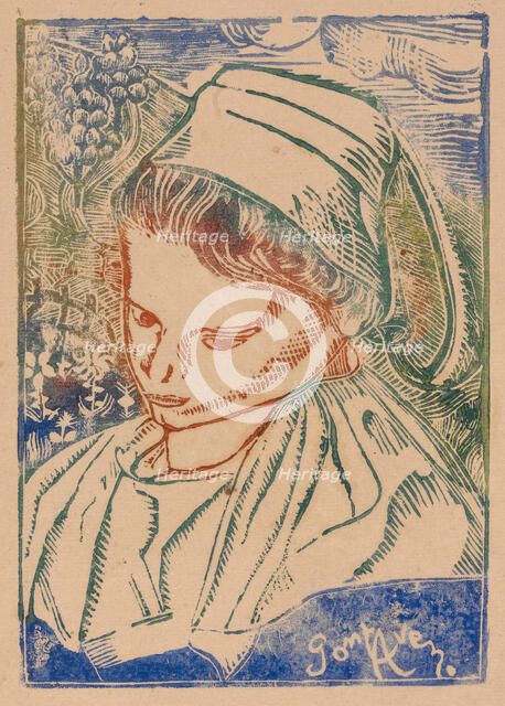 Bretonne de Pont-Aven (Breton Woman from Pont-Aven), about 1896. Creator: Armand Seguin.