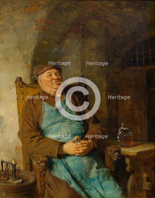 Brew master smoking a cigar, 1882.