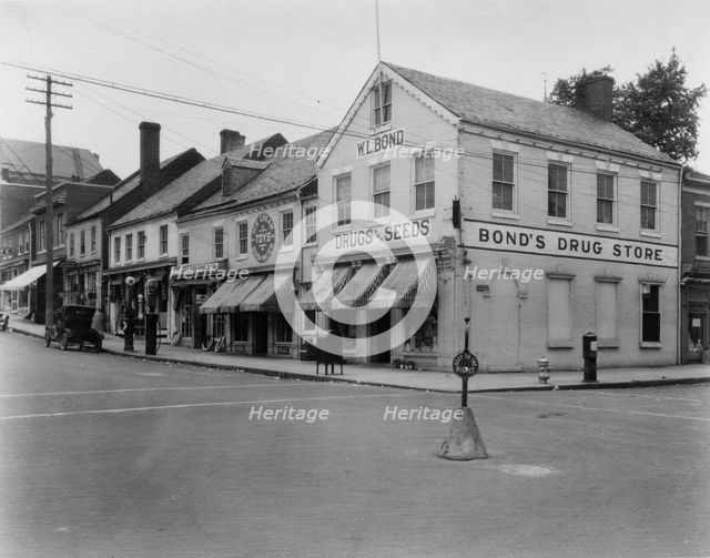 Brick Row, Commerce and Main Streets, located in the vicinity of Fredericksburg...Virginia, c1925. Creator: Frances Benjamin Johnston.