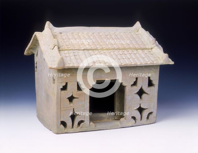Brick red pottery model of a house, late Eastern Han dynasty, China, early 3rd century.  Creator: Unknown.