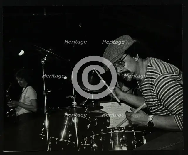 Brian Abrahams and Chris Hunter on stage at The Stables, Wavendon, Buckinghamshire. Creator: Denis Williams.