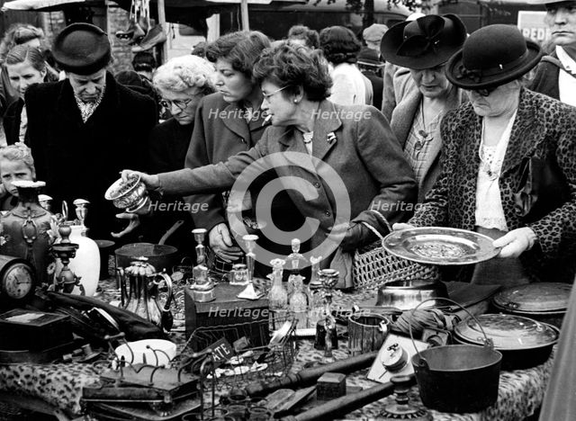 Bric-a-brac stall, Sneinton Market, Nottingham, Nottinghamshire, c1950. Creator: Edgar Lloyd.