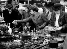Bric-a-brac stall, Sneinton Market, Nottingham, Nottinghamshire, c1950. Creator: Edgar Lloyd