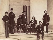 Brigadier General Gustavus A. DeRussy and Staff on Steps of Arlington House, Arlington..., May 1864. Creator: Alexander Gardner