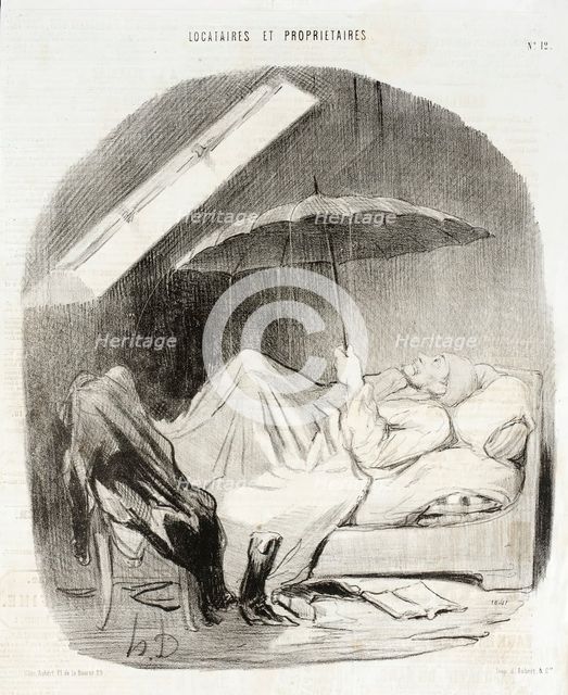 Brigand de Propriétaire qui ne veut me faire faire des reparations qu'au beau temps..., 1847. Creator: Honore Daumier.
