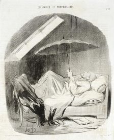 Brigand de Propriétaire qui ne veut me faire faire des reparations qu'au beau temps..., 1847. Creator: Honore Daumier