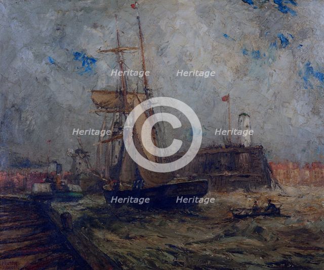 Brigantine going into Littlehampton Harbour, (c1900s) Creator: Nelson Ethelred Dawson.