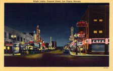 Bright Lights, Fremont Street, Las Vegas, Nevada postcard, 1943