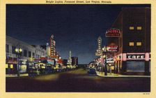 Bright Lights, Fremont Street, Las Vegas, Nevada postcard, 1943