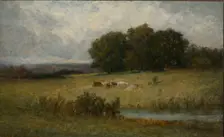 Bright Scene of Cattle near Stream. Creator: Edward Mitchell Bannister