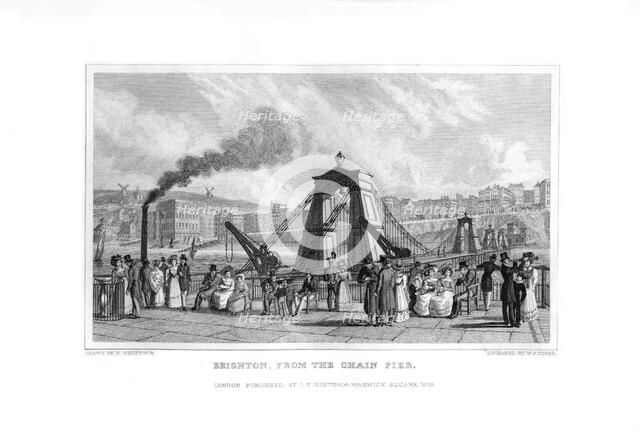 Brighton, from the Chain Pier, East Sussex, 1829.Artist: WJ Cooke