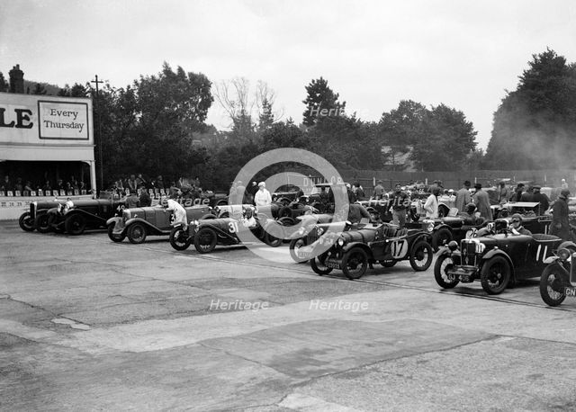 Brighton & Hove Motor Club High Speed Trial, Brooklands, c1931. Artist: Bill Brunell.