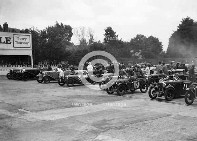 Brighton & Hove Motor Club High Speed Trial, Brooklands, c1931. Artist: Bill Brunell.