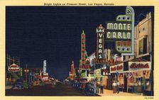 Brights Lights on Fremont Street, Las Vegas, Nevada postcard, 1946