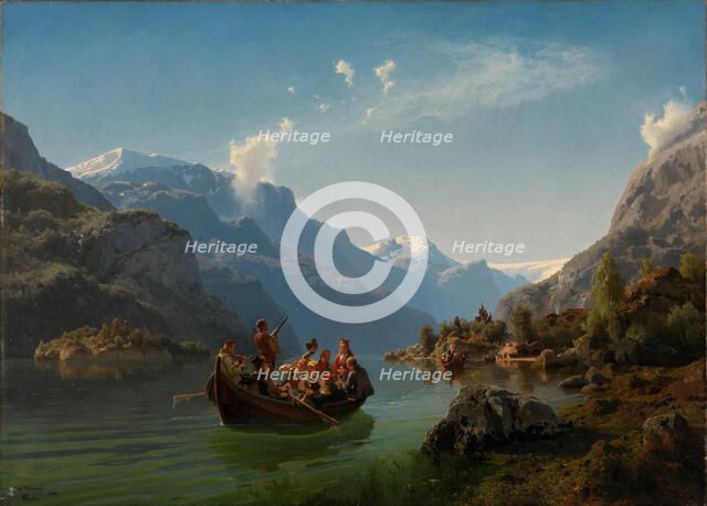 Bridal journey in Hardanger. Artist: Gude, Hans (1825-1903)