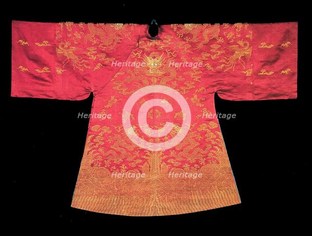 Bridal Long Pao (Dragon Robe), China, 1875/90, Qing dynasty (1644-1911). Creator: Unknown.
