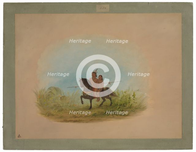 Bride and Groom on Horseback - Connibo, 1854/1869. Creator: George Catlin.