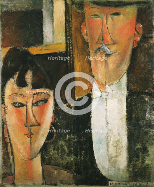 Bride and Groom. Artist: Modigliani, Amedeo (1884-1920)