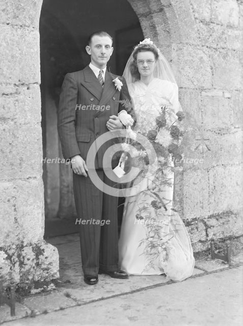 Bride and groom, c1935. Creator: Kirk & Sons of Cowes.