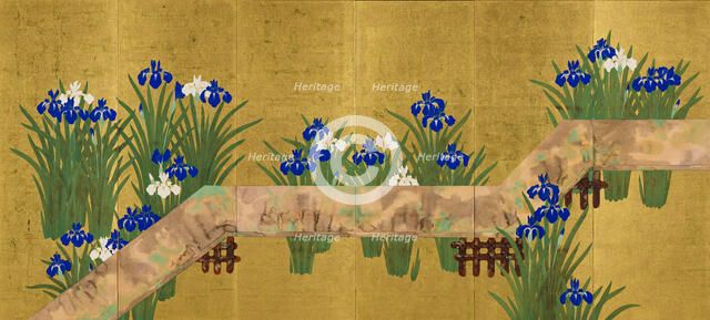 Bridge over Iris Pond, unknown date, c1820-1850. Creator: Suzuki Kiitsu.