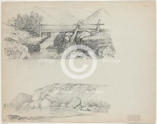 Bridge over Rocky Stream [top verso]. Creator: John William Casilear.