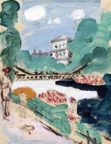 Bridge over river, (c1900s). Creator: Raymond McIntyre