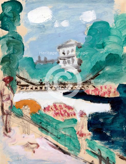 Bridge over river, (c1900s). Creator: Raymond McIntyre.