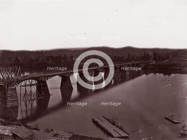 Bridge over Tennessee River at Chattanooga, ca. 1864. Creator: George N. Barnard.