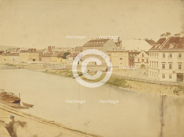 Bridge over the Danube, about 1850-1860. Creator: Unknown.
