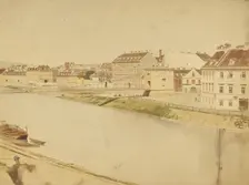 Bridge over the Danube, about 1850-1860. Creator: Unknown