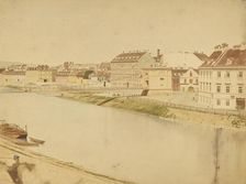 Bridge over the Danube, about 1850-1860. Creator: Unknown