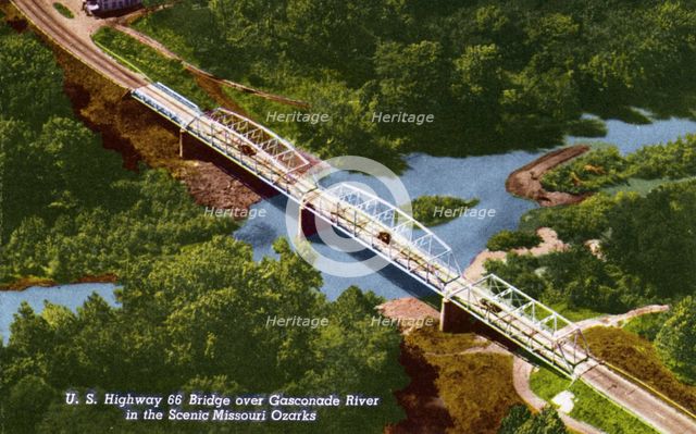 Bridge over the Gasconde River in the Ozarks, Missouri, USA, 1954. Artist: Unknown