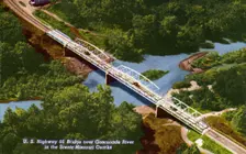 Bridge over the Gasconde River in the Ozarks, Missouri, USA, 1954