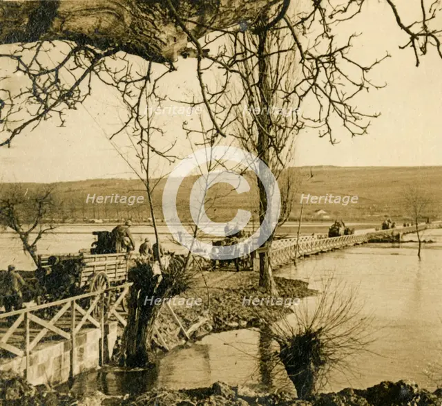 Bridge over the River Meuse at Dugny, northern France, c1914-c1918. Artist: Unknown.