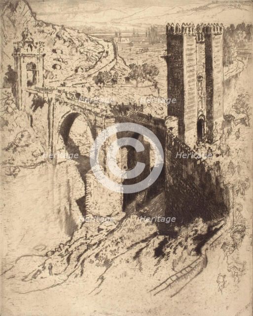 Bridge of Alcantara, 1904. Creator: Joseph Pennell.