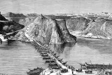 Bridge of boats over the Indus at Khushalgarh, Pakistan, 1895