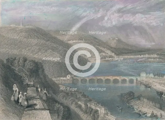 'Bridge of St. Cloud from Sevres', 1835. Artist: S Fisher.