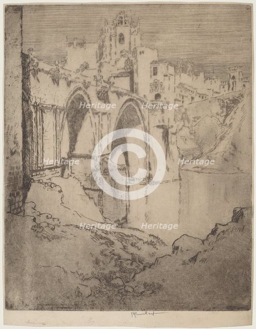 Bridge of San Juan D'Los Reyos, Toledo, 1904. Creator: Joseph Pennell.
