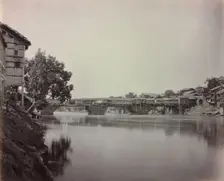 Bridge of Shops, Srinagar, Kashmir, 1864. Creator: Samuel Bourne (British, 1834-1912)