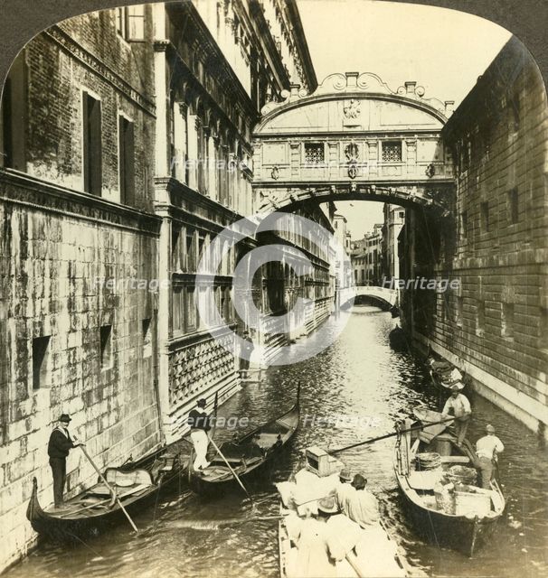 'Bridge of Sighs. - between a palace and a prison, (North), Venice, Italy', c1909. Creator: Unknown.