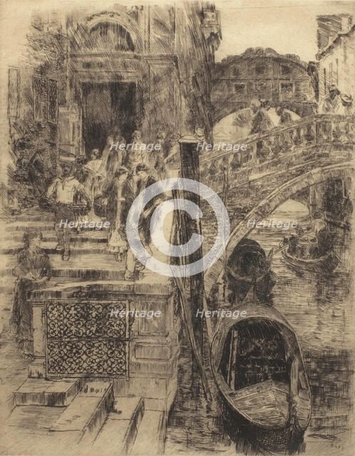 Bridge of Sighs, Venice (Plate 1), 1883. Creator: Frank Duveneck.