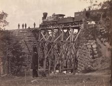 Bridge on Orange and Alexandria Rail Road, as Repaired by Army Engineers under Colonel Her..., 1865. Creator: Andrew Joseph Russell