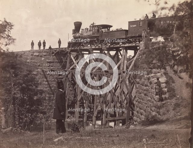 Bridge on Orange and Alexandria Rail Road, as Repaired by Army Engineers under Colonel Her..., 1865. Creator: Andrew Joseph Russell.