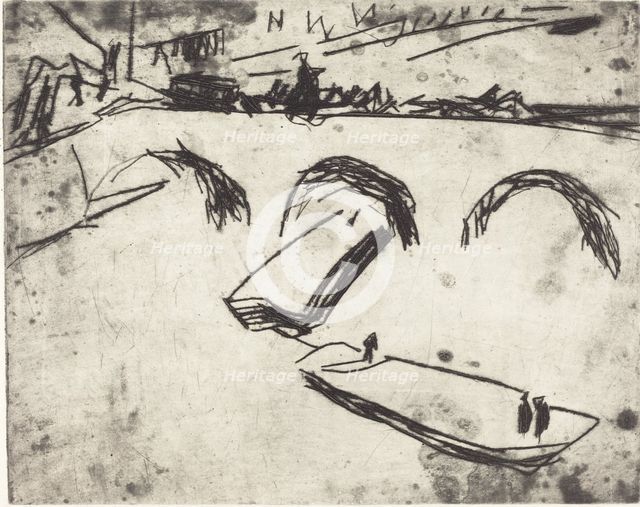 Bridge on Crown Prince Embankment (Brucke am Kronprinzenufer), 1909. Creator: Ernst Kirchner.
